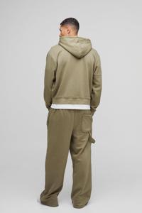 Vente en gros de survêtements personnalisés pour hommes, kaki, style charpentier, sweat à capuche zippé, meilleure vente d'ensemble de survêtements de rue - Product Image 2