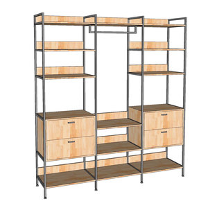 Perchero de pie de 200x45x22cm con cajones de madera de caucho KQA68061 para uso en armarios - Product Image 5