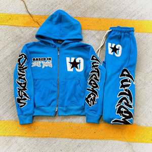 Premium Quality Men's 100% Cotton 500gsm Flees Jangle Camo 2 Piece Sweat <b>Suit</b> Screen Print Zip Up Hoodie Sweat <b>Pant</b> Wholesale - Product Image 3