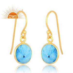 Meilleure vente de boucles d'oreilles en argent sterling plaqué or 18 carats avec pierres précieuses turquoise Demi Fine Jewelry Manufacturer - Product Image 2