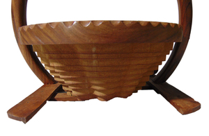 Stylish and Eco-Friendly Modern Foldable Fruit <b>Basket</b> Handmade Teak <b>Wood</b> Goods Folk Art Style - Product Image 4