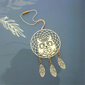 Dekorasi dinding bentuk burung hantu Dream Catcher mewah untuk rumah bentuk bintang dekorasi dinding Boho Flat Dream Catcher Macrame Hangin Dinding