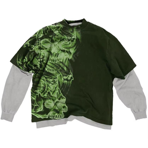 เสื้อยืด Hell Shirt คุณภาพสูง ผ้าฝ้าย 100% สไตล์สตรีทแวร์ ทรงโอเวอร์ไซส์ ไหล่ตก เสื้อแทรคสตาร์ผู้ชาย แขนยาว OEM แบรนด์ส่วนตัว TSI-G05-P0020 - Product Image 5