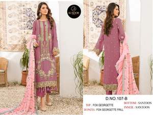 Salwar Kameez de Georgette Sintética de Primera Calidad con Bordado de Lentejuelas y Trabajo de Moti, Proveedor y Exportador de Moda Femenina - Product Image 4