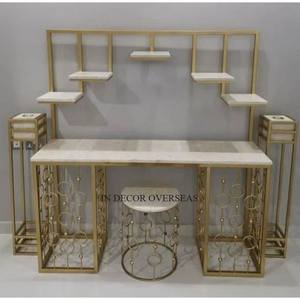 Aluminio de alta calidad fundido de alto grado chapado en oro forma redonda flores y hojas exhibición boda centro de mesa suministro de decoración - Product Image 6