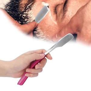 Rasoir de barbier en acier inoxydable avec manche en plastique, rasoir droit professionnel à lame unique pour le visage - Product Image 2