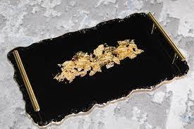 ถาดเสิร์ฟเรซินทำด้วยมือพร้อมงานศิลปะแวววาวสำหรับงานเลี้ยงงานแต่งงานและงานอีเวนต์ถาดเสิร์ฟเรซินสี่เหลี่ยมผืนผ้า - Product Image 3