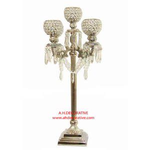 Luxury <b>Gold</b> Embossed <b>Candelabra</b> with Crystal Votive for Wedding Centerpieces Indoor & Outdoor Floor Handmade <b>Candelabra</b> for Sale - Product Image 3