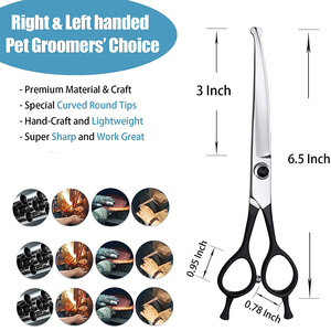 Ciseaux de coupe de poils d'animaux à double crochet Ciseaux de coupe de poils d'animaux Ciseaux de toilettage incurvés à bord émoussé - Product Image 4