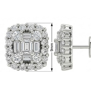 Boucles d'oreilles clous en or blanc 18 carats avec diamants taille brillant, design de luxe tendance, haute qualité, livraison rapide, cadeau idéal pour fiançailles et mariage - Product Image 4