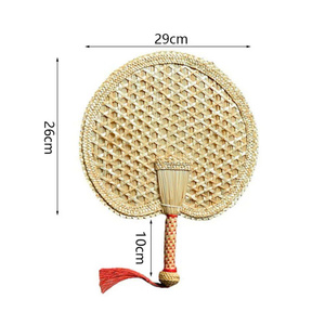 Éventails en paille de blé faits à la main en gros, logo personnalisé |   Éventails de festival en paille tissés à la main, taille personnalisée - Product Image 1