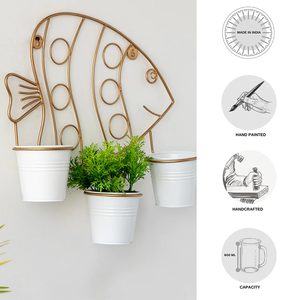 High Quality Gold Metal Wall Planter <b>Pots</b> <b>Stand</b> with White Bucket for Home Garden Decoration Flower <b>Pots</b> & Planters - Product Image 6
