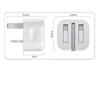 UK AU EU Adaptor daya USB C 20W, pengisi daya cepat QC3.0 USB C untuk perjalanan ponsel Adaptor