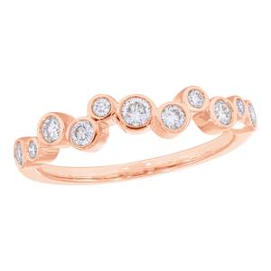 Anillo de boda de moissanita cultivado en laboratorio redondo de 0,44 quilates Patrón de burbuja único Anillo de estilo punk con pavé de oro rosa - Product Image 4