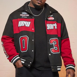 Chaqueta Varsity para hombre con parche de logotipo Diseño personalizable Lona de algodón 100% Impermeable y transpirable para Estilo clásico - Product Image 1