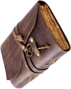 Wholesale 100% Genuine Leather <strong>Key</strong> <strong>Lock</strong> Journal Handmade Travel <strong>Diary</strong> <strong>With</strong> Deckle Art Paper Vintage Dark Brown Notebook <strong>Supplier</strong> - Product Image 1