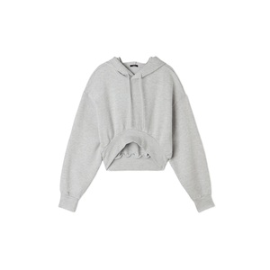 Sweat à capuche court Y2K uni pour femme avec manches longues, broderie frontale, coupe ample, pull d'hiver, impression de logo personnalisée, tissu tricoté - Product Image 5