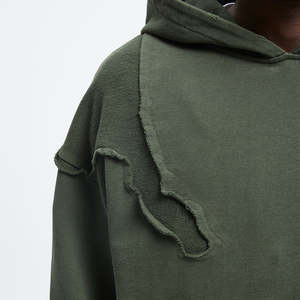 Sudaderas con capucha de felpa francesa en blanco personalizadas de alta calidad para hombres, ropa de calle, sudaderas con capucha de hombro caído de gran tamaño para fábrica - Product Image 6