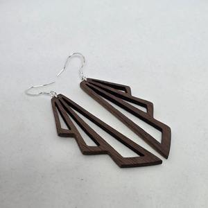 Boucles d'oreilles pendantes géométriques en bois ajourées pour mariages et cadeaux, design manchette tendance - Product Image 2