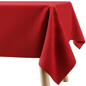 Nappe de table rouge tissée 100% coton, couleur unie, rectangulaire, lavable, pour hôtel, restaurant, mariage et usage domestique - Product Image 1