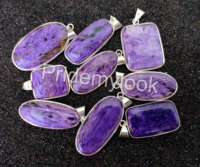 À la mode bohème Top qualité naturel Charoite pierres précieuses pendentifs argent plaqué en vrac mélange formes collier et pendentifs en gros