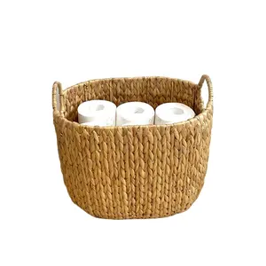 Toilet paper storage basket handmade storage basket home and kitchen organization Water hyacinth basket