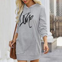 Robe à capuche élégante pour femmes avec logo personnalisé OEM ODM, sweat-shirt graphique décontracté à épaules tombantes pour femmes
