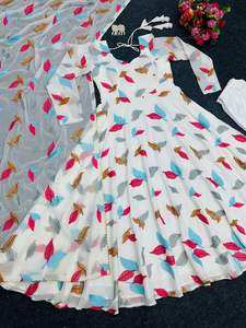 Georgette Anarkali ชุดราตรียาวสำหรับผู้หญิงขายดีสไตล์อินเดียดั้งเดิมงานแต่งงานแบบธรรมชาติรูปแบบการทำงาน - Product Image 6