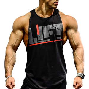 <b>Black</b> Sublimation Sleeveless Tank Top <b>Men</b> Lightweight 100% Polyester Cotton Polyester Breathable Fitness Gym Vests - Product Image 1