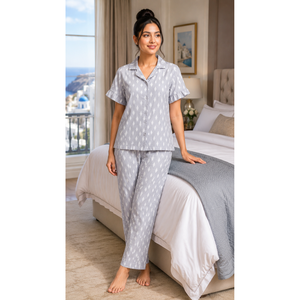 Ensemble de pyjama en coton peigné de qualité supérieure - Vêtements de détente doux et unis pour dormir en été XXL - Product Image 3