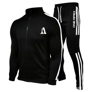 Conjunto de gimnasio deportivo de invierno informal para hombre, chándal cálido con cremallera completa de algodón 100%, chándal liso multicolor para correr, ropa deportiva - Product Image 2