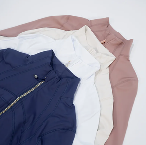 กางเกงโยคะไร้ตะเข็บสำหรับผู้หญิงคอตั้งแขนยาวมีซิปแห้งเร็วระบายอากาศได้เสื้อออกกำลังกายเล่นกีฬากลางแจ้ง - Product Image 4