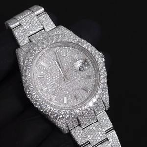 นาฬิกาควอตซ์โครโนกราฟผู้ชายสุดหรู สไตล์ฮิปฮอป ประดับเพชรเลี้ยงในห้องปฏิบัติการ ตัวเรือนสแตนเลสสตีล กระจกสีเหลืองทอง - Product Image 4