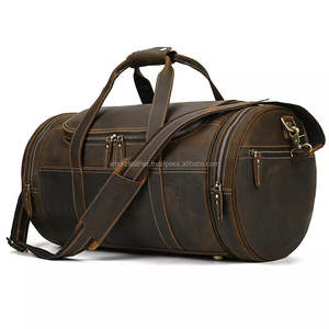 Bolsa de lona deportiva de cuero genuino hecha a mano al por mayor de fábrica, lujosa bolsa de gimnasio para viajes de negocios, informal, duradera - Product Image 2