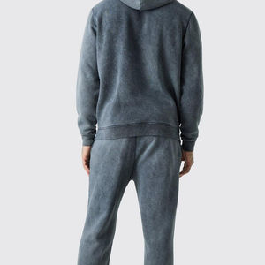 Chándal de invierno de 100% algodón ecológico de alta calidad para hombre, patrón sólido de lavado ácido, estampado de talla grande, fabricación OEM al por mayor - Product Image 5