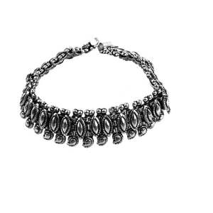 Tobillera de Plata 925 Oxidada para Mujer, Estilo Bohemio, Joyería Étnica Hipoalergénica, Chapado en Oro, con Dijes de Diamantes y Perlas, Diseño de Borlas - Product Image 3