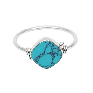 Precio al por mayor de alta calidad, Plata de Ley 925, piedra preciosa turquesa Natural, anillo con forma de cojín, joyería de piedra NATAL DE DICIEMBRE DE India - Product Image 1