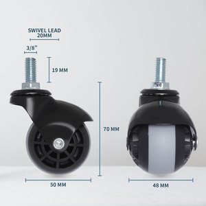 Roue pivotante en acier de 2 pouces avec revêtement électrolytique, tige de 3/8 po, double roulement à billes, usage léger - Product Image 2