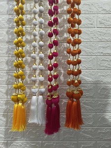 Fondo Haldi/Mehndi configuración bola borla guirnalda boda telón de fondo y decoraciones para fiestas indio musulmán evento cortina telón de fondo - Product Image 6