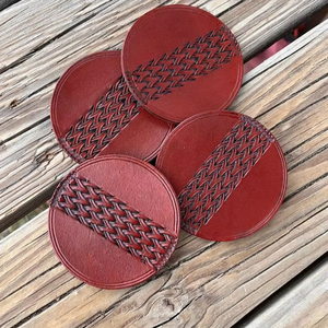 Elegant <b>drink</b> <b>coasters</b> made from thick leather with natural finished and upscale presentation charm - Product Image 1