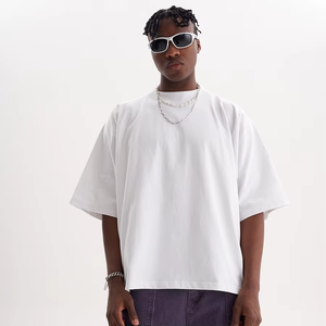 เสื้อยืดผ้าฝ้ายแบบสตรีทแวร์ไซส์ใหญ่พิเศษเสื้อยืดทรงหลวม - Product Image 4