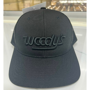 งานปัก 3 มิติ แบบกำหนดเอง หมวกแก๊ป 6 แผง สีดำ ตาข่ายสีดำ ทรงแข็ง ติดกระดุมแบบแถวเดียว สำหรับแบรนด์ของคุณ โรงงาน OEM - Product Image 2