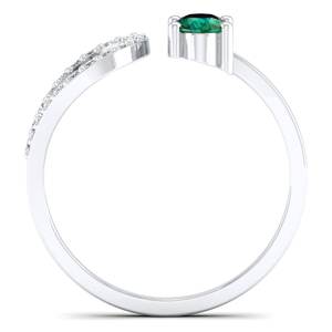 REYES Statement 14K White Gold GRA Certified Moissanite <b>Adjustable</b> <b>Ring</b> Oval Cut 0.5 Carat Emerald Gemstone Fine Jewelry - Product Image 4