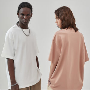 2025 gran oferta personalizada 305GSM algodón transpirable ecológico fibra de bambú cuello Puff impreso Color sólido camisetas de gran tamaño para hombres - Product Image 2