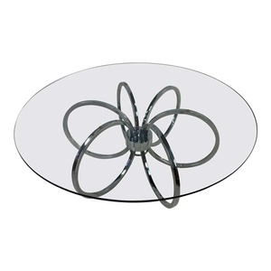 Mesa de centro redonda de Metal estándar de latón AK con acabado dorado con vidrio superior y Base para muebles de sala de estar/muebles de cafetería - Product Image 4