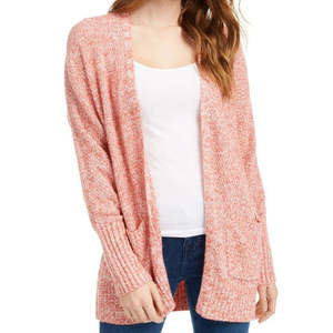Cardigan Aperto sul Davanti per Ragazze, Ricamato con Rose Rosa, Opzioni Lunghe e Corte, Taglia Piccola per Autunno e Inverno - Product Image 1