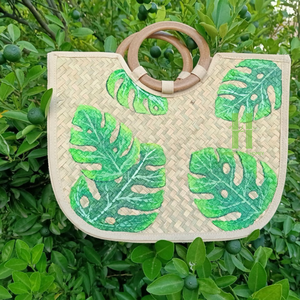 Vintage Seagrass Bag Handmade Summer Beach Bag Maple Tree Leaf Bag Boho Straw <b>Handbag</b> From HNH Craft Vietnam - Product Image 3