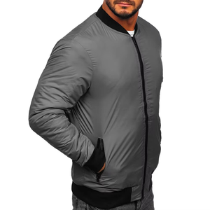 Chaqueta Bomber de Tela Tejida Personalizada para Hombre, Chaqueta de Invierno Delgada con Cuello Alto, Cierre de Cremallera, Estilo Casual, Logotipo Frontal, Precio Económico - Product Image 1