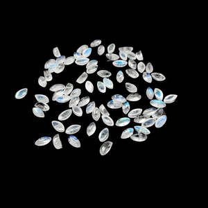 Cabochons de pierre de lune arc-en-ciel naturelle calibrés, taille marquise 4x8mm et 5x10mm, pierres précieuses blanches et brunes en vrac - Product Image 1