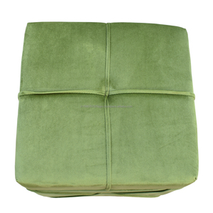 Taburete de PUF de madera genuina otomana con mechones verdes modernos hechos a mano para tela de dormitorio o sala de estar y materiales de PVC para hoteles - Product Image 4